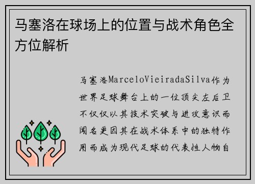 马塞洛在球场上的位置与战术角色全方位解析